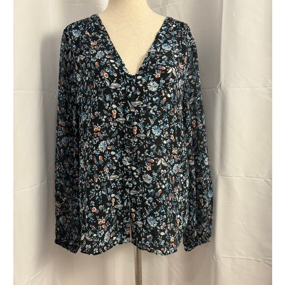 NWT Club Monaco Silk Button Floral Detail Blouse - M - Picture 1 of 6